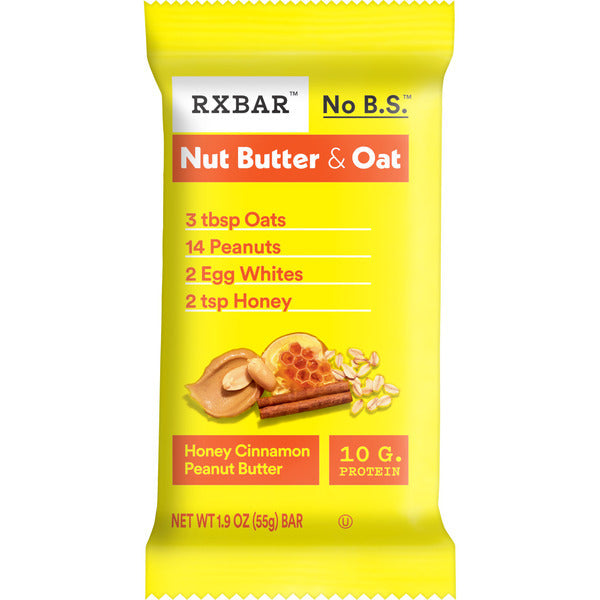 RXBAR Nut Butter and Oat Honey Cinnamon Peanut Butter Protein Bars, Protein Snacks, 1.9 oz