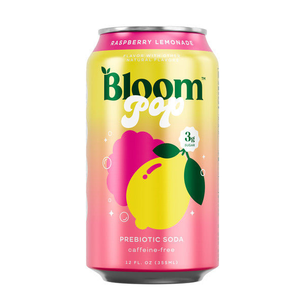 Bloom Pop Raspberry Lemonade Prebiotic Soda