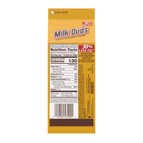 MILK DUDS Chocolate and Caramel Candy Box