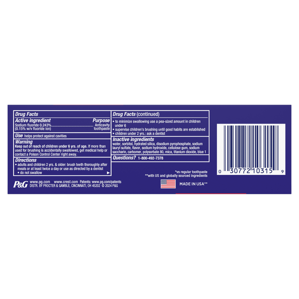 Crest 3D White Stain Eraser Toothpaste, Icy Clean Mint