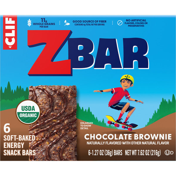 ZBAR Chocolate Brownie, Soft-Baked Energy Snack Bars, Organic Granola Bars 7.62 oz