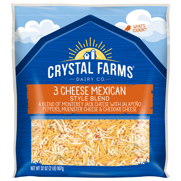 Crystal Farms Cheese, 3 Cheese Mexican Style Blend