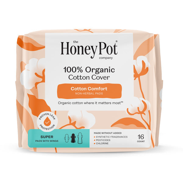 The Honey Pot Company 100% Organic Cotton Comfort Cover Super Pads DestGlow