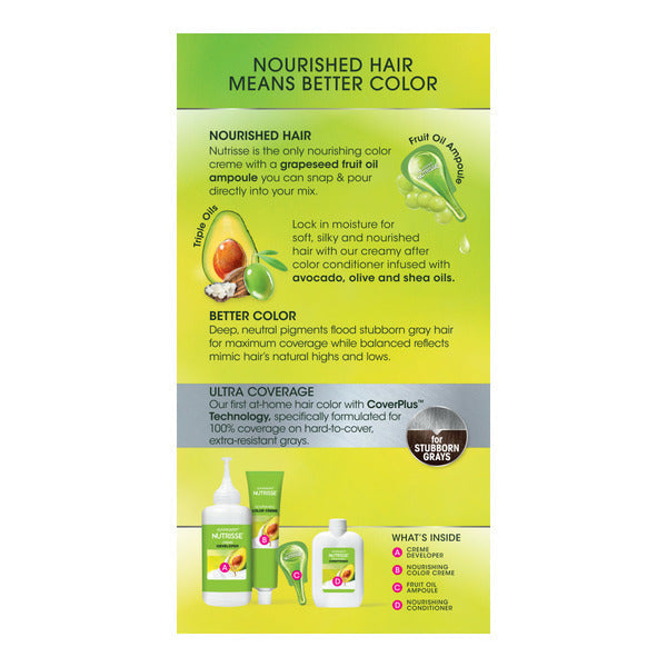 Garnier Nourishing Permanent Hair Color Creme for Stubborn Gray Coverage, Deep Dark Brown (Sweet Pecan) 400