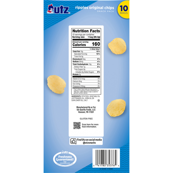 Utz Ripples Original Chips Snack Pack