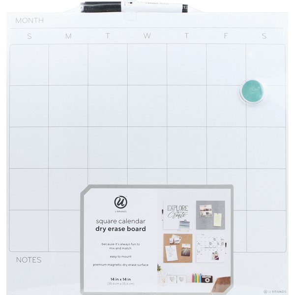 U Brands Dry Erase Board, Square Calendar