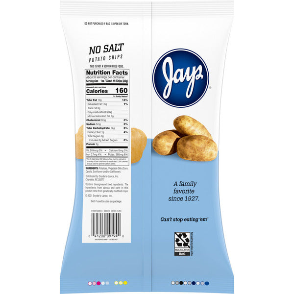 Jays No Salt Potato Chips