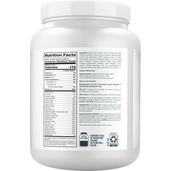 Isopure Dutch Chocolate Protein Powder Drink Mix