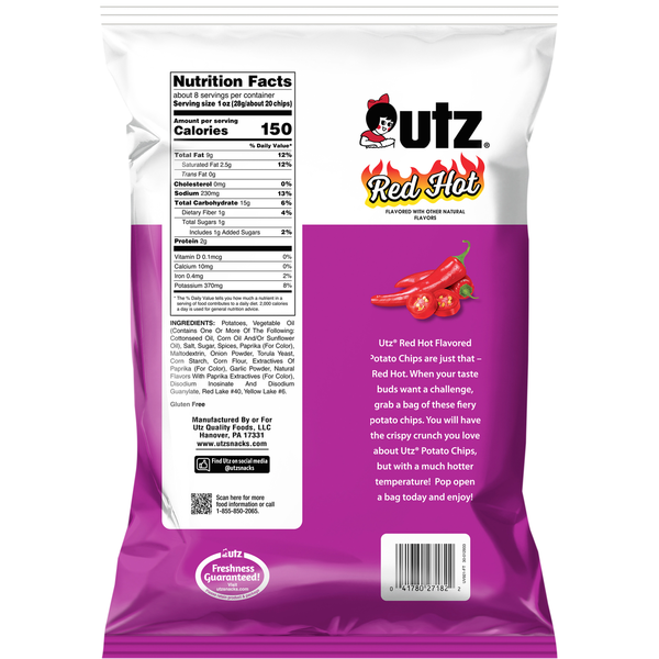 Utz Red Hot Flavored Potato Chips Family Size
