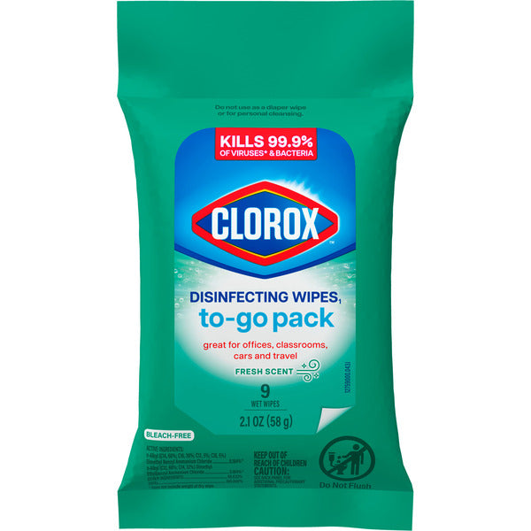 Clorox Disinfecting Wipes On The Go, Bleach Free Travel Wipes, Fresh Scent