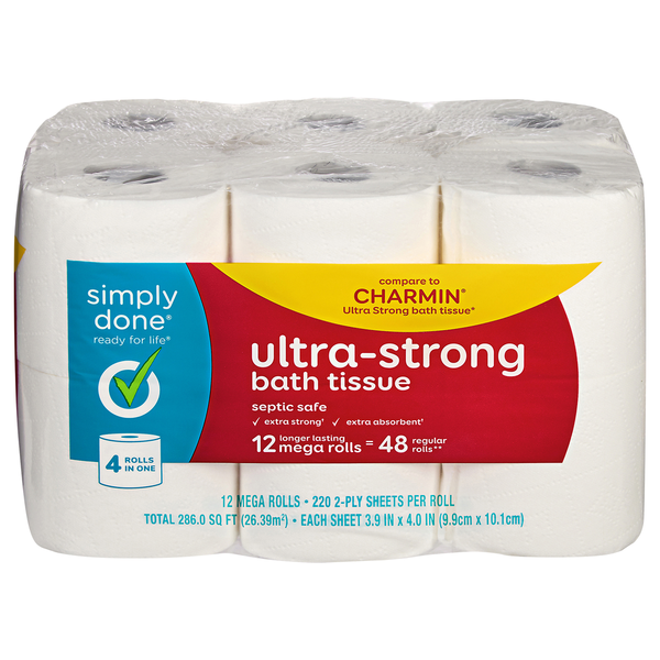 Simply Done Ultra-Strong 2-Ply Mega Rolls Bath Tissue