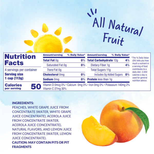 Dole Diced Peaches, in 100% Fruit Juice with Natural Flavors, Yellow Cling