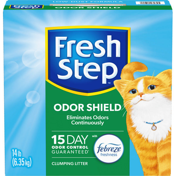 Fresh Step Odor Shield Clumping Cat Litter, Febreze Freshness, Continuous Odor Eliminator