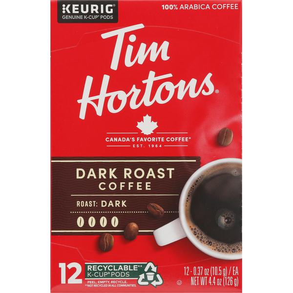 Tim Hortons Coffee, Dark Roast, K-Cup Pods