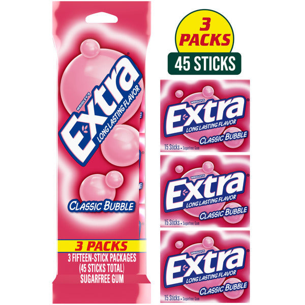 Extra Classic Bubble Sugar Free Chewing Gum Pack
