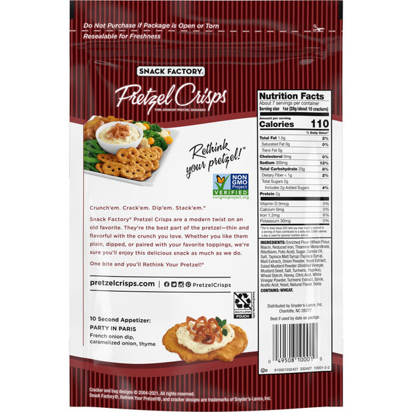 Snack Factory Honey Mustard and Onion Pretzel Crisps