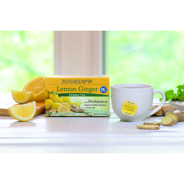 Bigelow Lemon Ginger Plus Probiotics Herbal Tea Bags