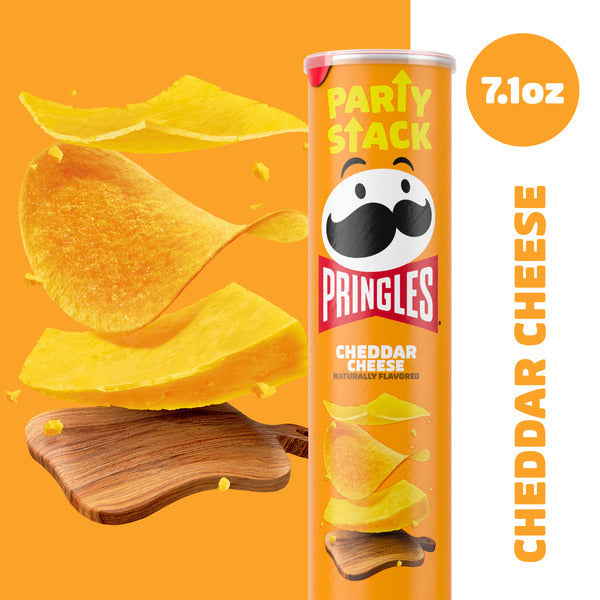 Pringles Cheddar Cheese Potato Crisps Chips, Lunch Snacks, Party Stack, 7.1 oz