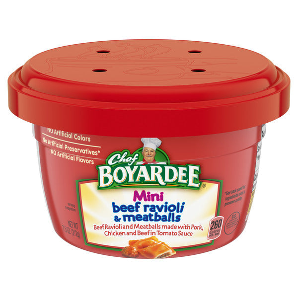 Chef Boyardee Mini Beef Ravioli & Meatballs in Tomato Sauce, Microwavable Meal