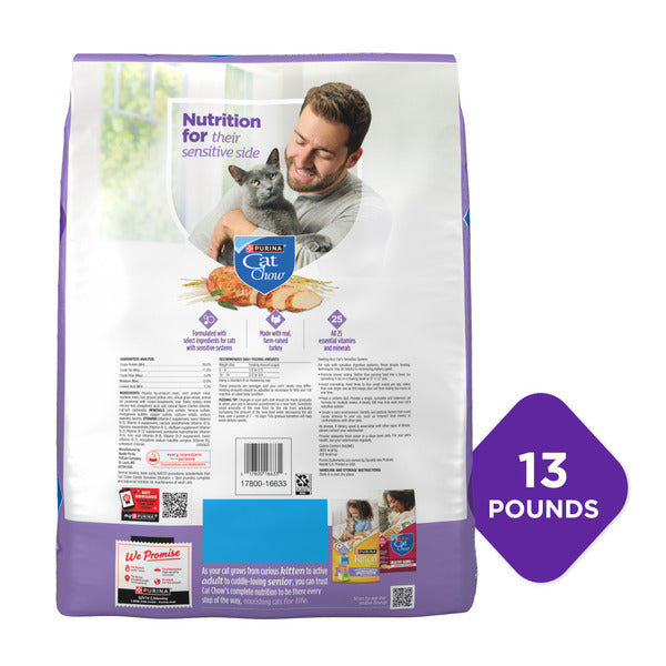 Purina Cat Chow Gentle Sensitive Stomach and Skin Dry Cat Food with Turkey DestGlow