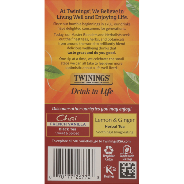 Twinings Flavoured Black Tea, Chai, Ultra Spice, Tea Bags