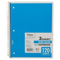 Mead Notebook, Spiral, 3 Subject, Wide Ruled, 120 ...
️