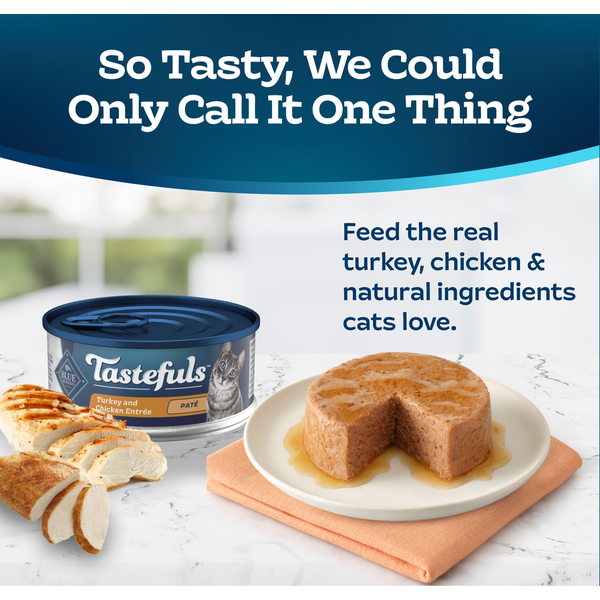 Blue Buffalo Tastefuls Natural Pate Wet Cat Food, Turkey & Chicken Entrée