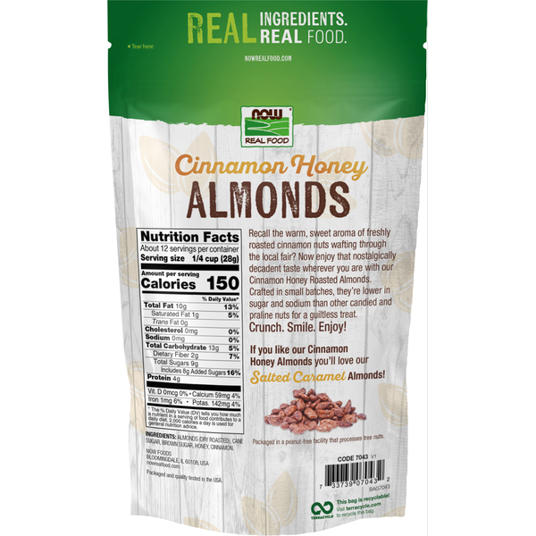 NOW Real Food Almonds, Cinnamon Honey