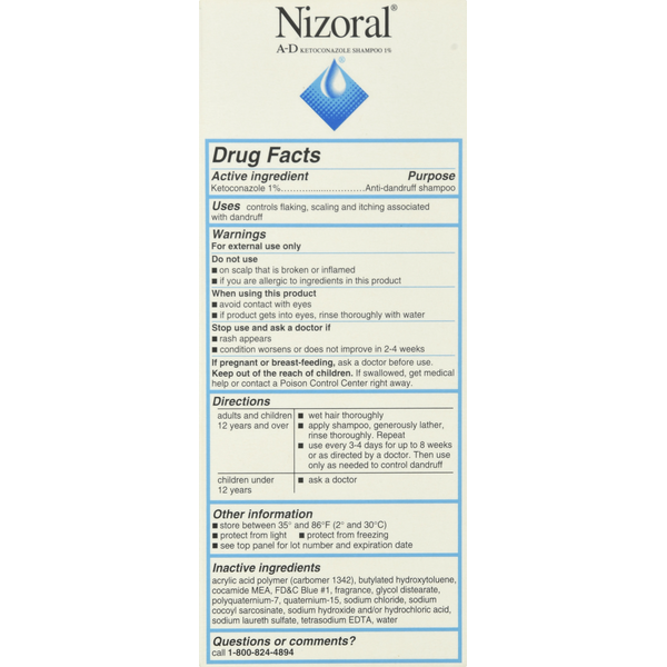 Nizoral Shampoo, Anti-Dandruff, Ketoconazole 1%