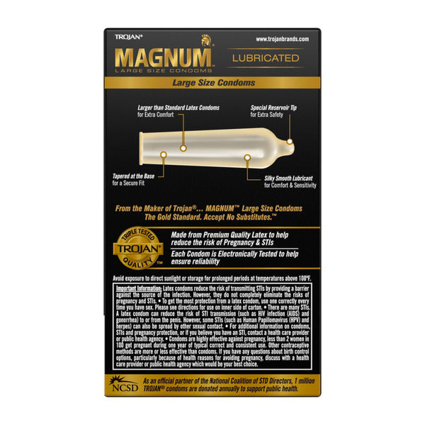 Trojan Magnum Large Size Lubricated Latex Condoms