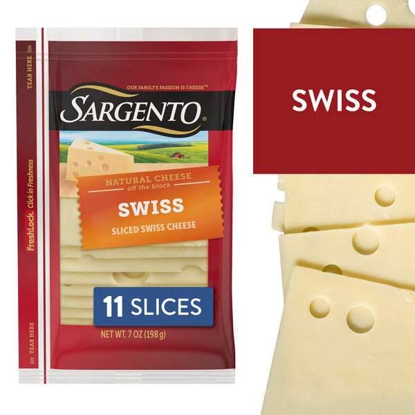 Sargento Natural Swiss Sliced Cheese, 11 Slices