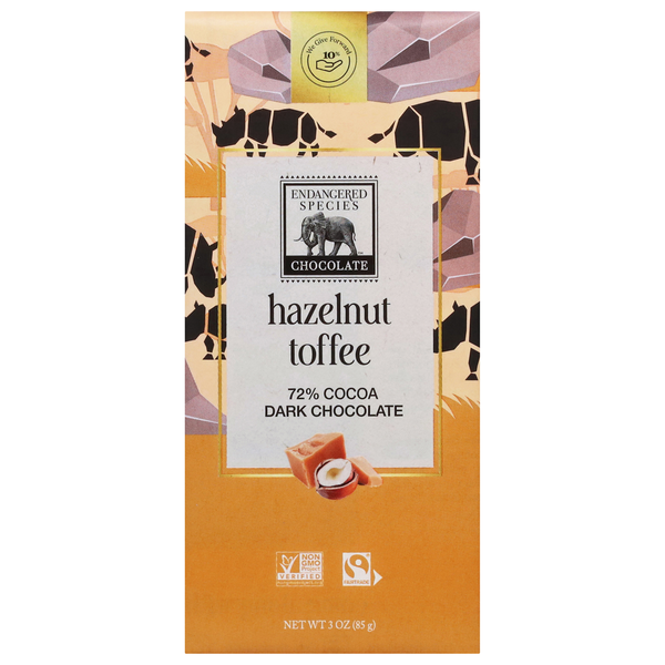 Endangered Species 72% Cocoa Hazelnut Toffee Dark Chocolate