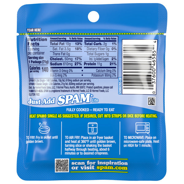 SPAM Single Lite, 2.5 OZ