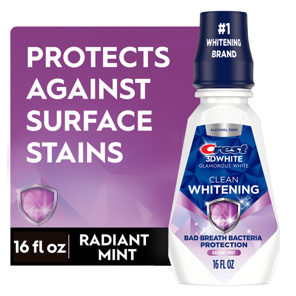Crest White Clean Whitening Mouthwash/Mouth Rinse, Alcohol-Free, Arctic Mint Flavor DestGlow