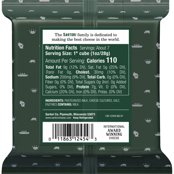 Sartori Cheese, Extra Sharp & Rich, Farmhouse Cheddar