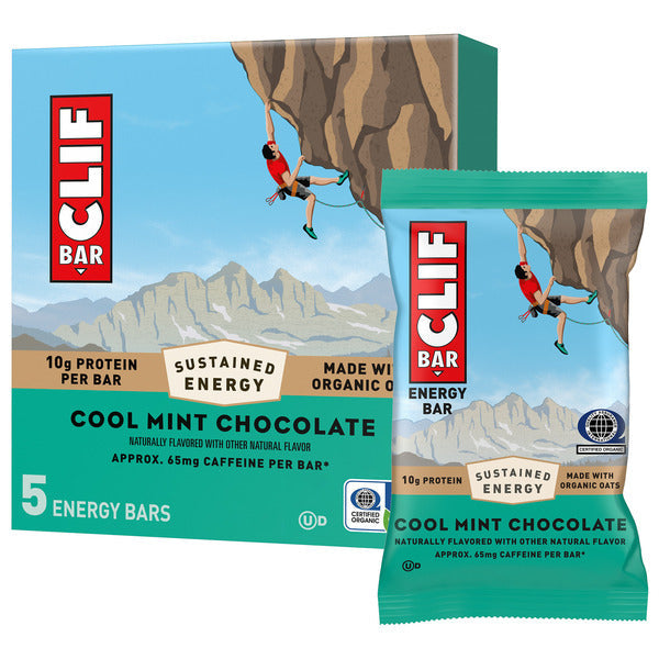 CLIF BAR Energy Protein Bars, Cool Mint Chocolate With Caffeine, Non-Gmo 12 oz