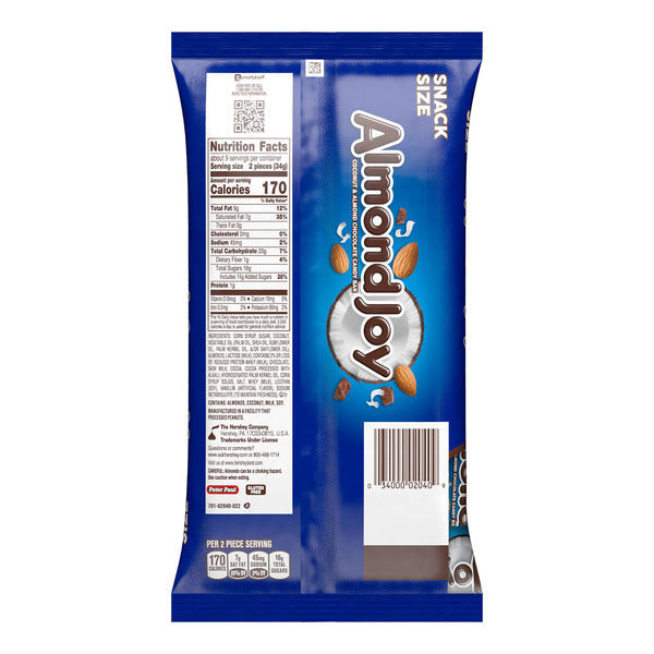 ALMOND JOY Coconut and Almond Chocolate Snack Size, Candy Bag, 11.3 oz