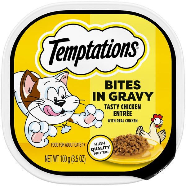 TEMPTATIONS Wet Cat Food, Tasty Chicken Flavor Bites in Gravy