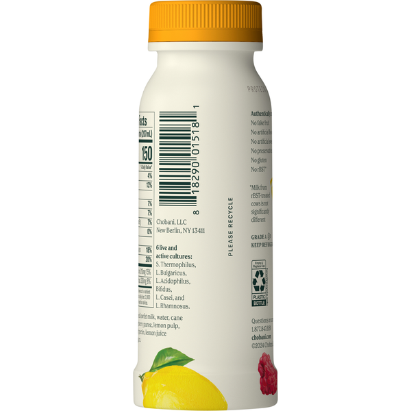 Chobani Yogurt Drink, Lowfat, Raspberry Lemonade, Greek