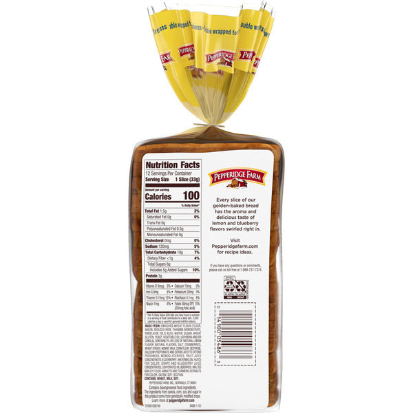 Pepperidge Farm Swirl Lemon Blueberry Breakfast Bread