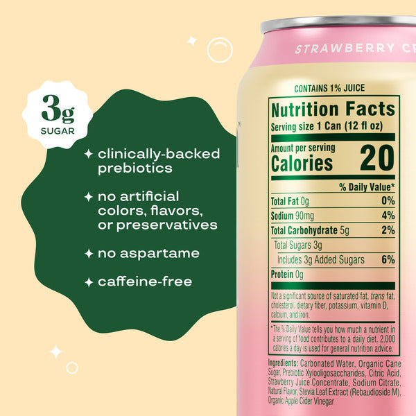 Bloom Pop Strawberry Cream Prebiotic Soda