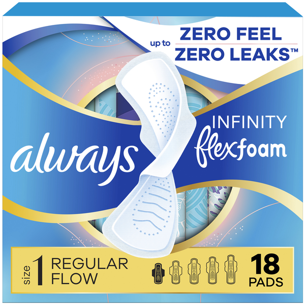 Always Infinity Size 1 Regular Sanitary Pads with Wings