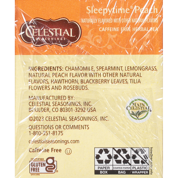 Celestial Seasonings Herbal Tea, Caffeine Free, Peach