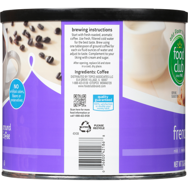 Food Club Coffee, Ground, Medium-Dark, French Roast