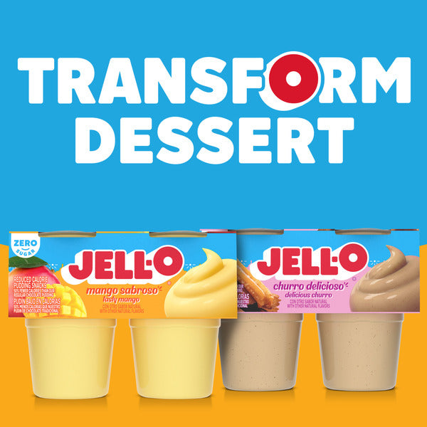 Jell-O Zero Sugar Mango Sabroso Ready-to-Eat Pudding Snack Cups