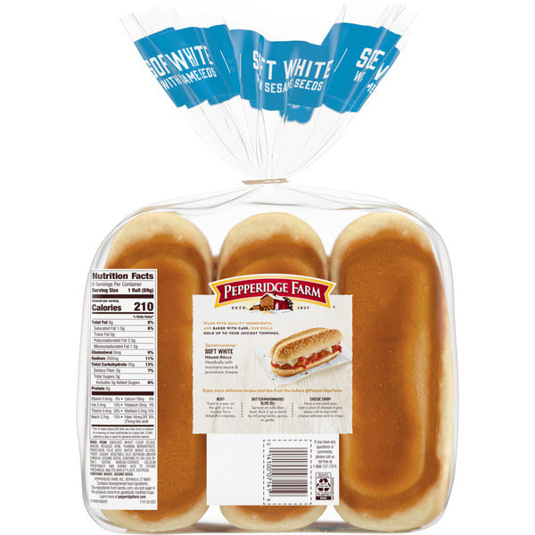 Pepperidge Farm Soft White with Sesame Seeds Hoagie Rolls