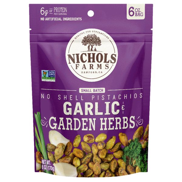 Nichols Farms No Shell Pistachios, Garlic & Garden Herbs
