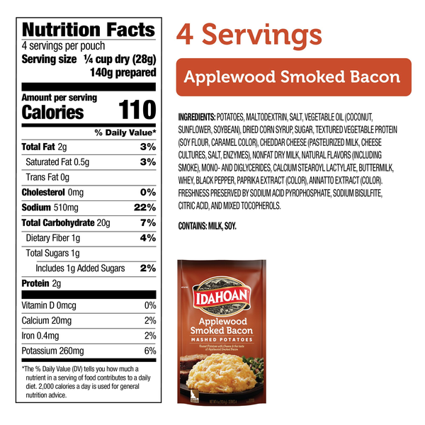 Idahoan® Idahoan Applewood Smoked Bacon Mashed Potatoes, 4 oz Pouch