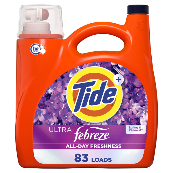 Tide Ultra Febreze Liquid Laundry Detergent, Spring and Renewal scent, 83 Loads