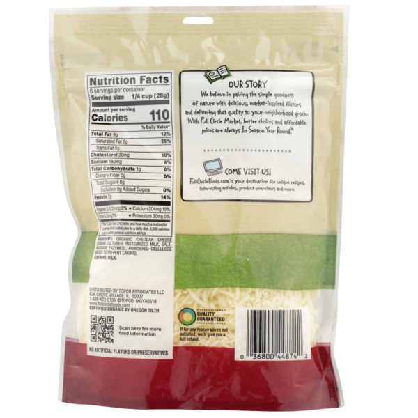 Full Circle Mild White Cheddar Finely Shredded Cheese